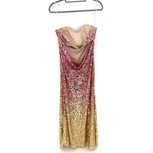 Violet Weekend Strapless Ombre Sequin Maxi Gown with Gold Buckle in Back – 15/16 - Picture 4 of 8